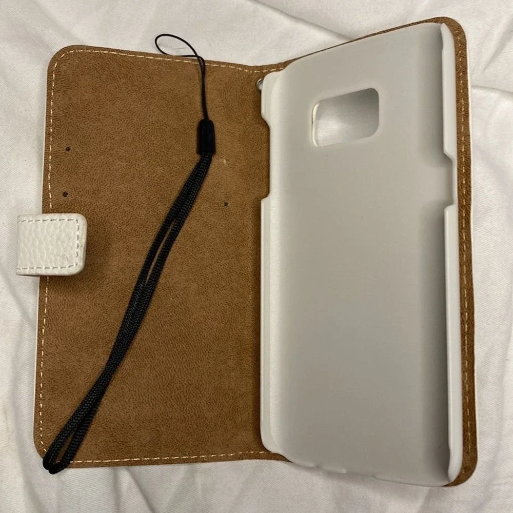 Wallet Phone Case Samsung S7 White Paris Charm Mirror Boutique‎ Style Card Slots